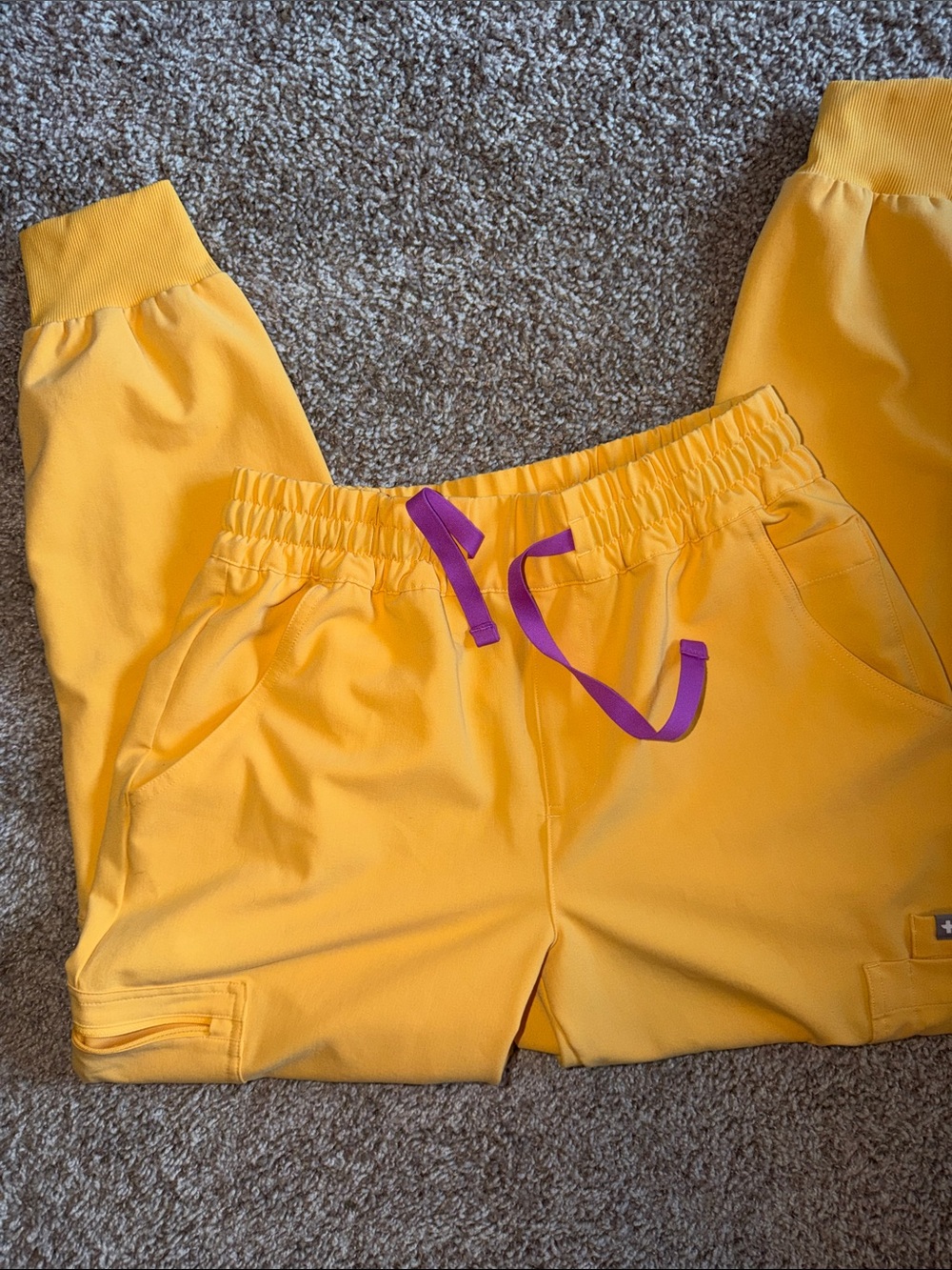 Figs dandelion Cargo Joggers with Purple Drawstring